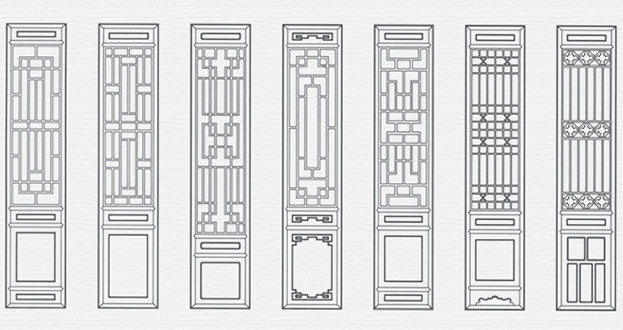 个旧常用中式仿古花窗图案隔断设计图